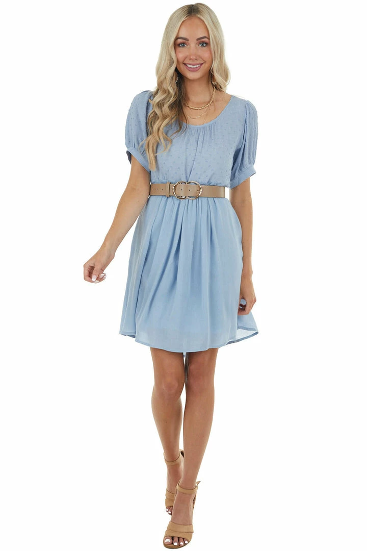 Umgee Powder Blue Swiss Dot Short Dress Dresses 4 Umgee Powder Blue Swiss Dot Short Dress Dresses