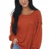 BiBi Pumpkin Loose Waffle Knit Chest Pocket Top 2 BiBi Pumpkin Loose Waffle Knit Chest Pocket Top