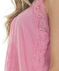 Umgee Punch Eyelash Lace Adjustable Strap Cami Tops