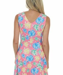 First Love Dresses Punch Floral Print Sleeveless Knit Short Dress