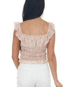Lush Clothing Tops Punch Floral Ruffle Tiered Crop Top