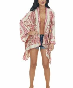 Entro Punch Paisley Print Handkerchief Hem Kimono