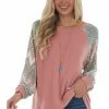 Haptics Punch Pink Long Chevron Bubble Sleeve Knit Top