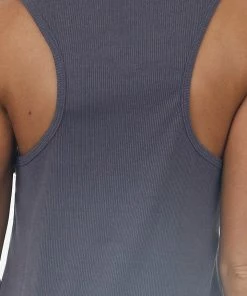 143 Story Tops Quartz Ribbed Scoop Neck Thread Patch Tank Top