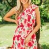Andree Dresses Raspberry Floral Print One Shoulder Short Dress 1 Andree Dresses Raspberry Floral Print One Shoulder Short Dress