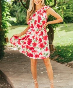Andree Dresses Raspberry Floral Print One Shoulder Short Dress 10 Andree Dresses Raspberry Floral Print One Shoulder Short Dress