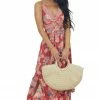 ANGIE Raspberry Floral Print Sleeveless Maxi Dress