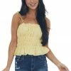 She + Sky Retro Yellow Eyelet Textured Tie Strap Cami