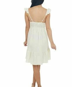 Umgee Dresses Rich Cream Babydoll Tiered Sleeveless Dress