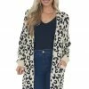 Davi & Dani Cardigans Rich Cream Leopard Print Long Sleeve Cardigan
