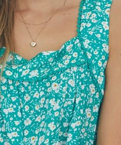 Staccato Rich Juniper Floral Babydoll Sleeveless Blouse Tops