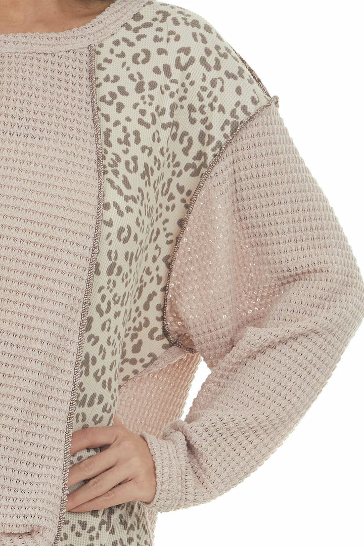 BiBi Tops Rich Latte Leopard Colorblock Waffle Knit Top 10 BiBi Tops Rich Latte Leopard Colorblock Waffle Knit Top