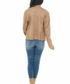 Kori America Rich Beige Lightweight Faux Suede Jacket Outerwear