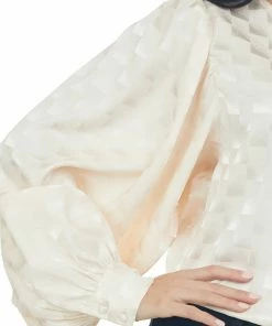 Vine & Love Tops Rich Vanilla Checkered Long Sleeve Blouse