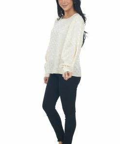 Vine & Love Tops Rich Vanilla Checkered Long Sleeve Blouse