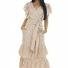 Entro Rose Taupe Gingham Ruffle Tiered Maxi Dress 2 Entro Rose Taupe Gingham Ruffle Tiered Maxi Dress