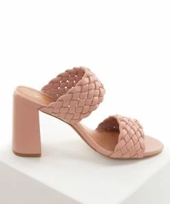 CCOCCI Shoes Rose Taupe Open Toe Strappy Heel With Woven Details