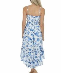 Main Strip Dresses Royal Blue Floral Print High Low Short Dress 14 Main Strip Dresses Royal Blue Floral Print High Low Short Dress