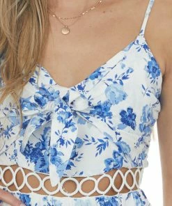 Main Strip Dresses Royal Blue Floral Print High Low Short Dress 15 Main Strip Dresses Royal Blue Floral Print High Low Short Dress