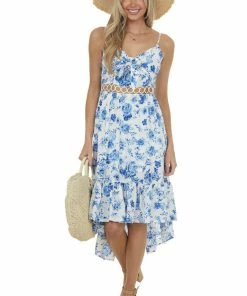 Main Strip Dresses Royal Blue Floral Print High Low Short Dress 12 Main Strip Dresses Royal Blue Floral Print High Low Short Dress