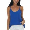 FSL APPAREL Royal Blue Scoop Neck Adjustable Strap Cami Tops