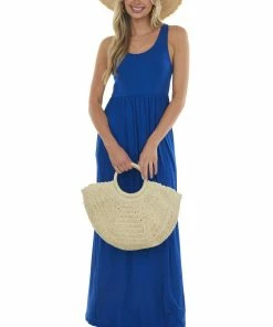 Vanilla Bay Royal Blue Sleeveless Babydoll Knit Maxi Dress Dresses