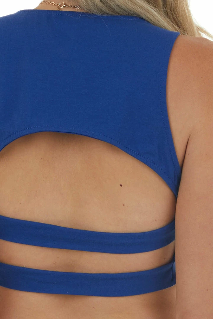 Peach Love Tops Royal Blue Sleeveless Strappy Open Back Top 10 Peach Love Tops Royal Blue Sleeveless Strappy Open Back Top