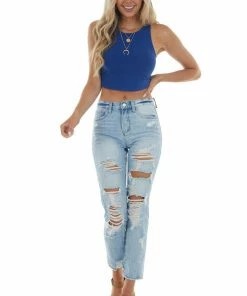 Peach Love Tops Royal Blue Sleeveless Strappy Open Back Top 19 Peach Love Tops Royal Blue Sleeveless Strappy Open Back Top