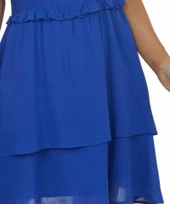 Peach Love Dresses Royal Blue Tiered Mini Dress With Ruffle Detail