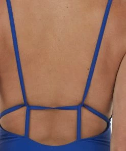 HYFVE Royal Blue V Neck Solid One Piece Swimsuit