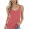 ANGIE Ruby Heathered Curved Hem Knit Tank Top 1 ANGIE Ruby Heathered Curved Hem Knit Tank Top