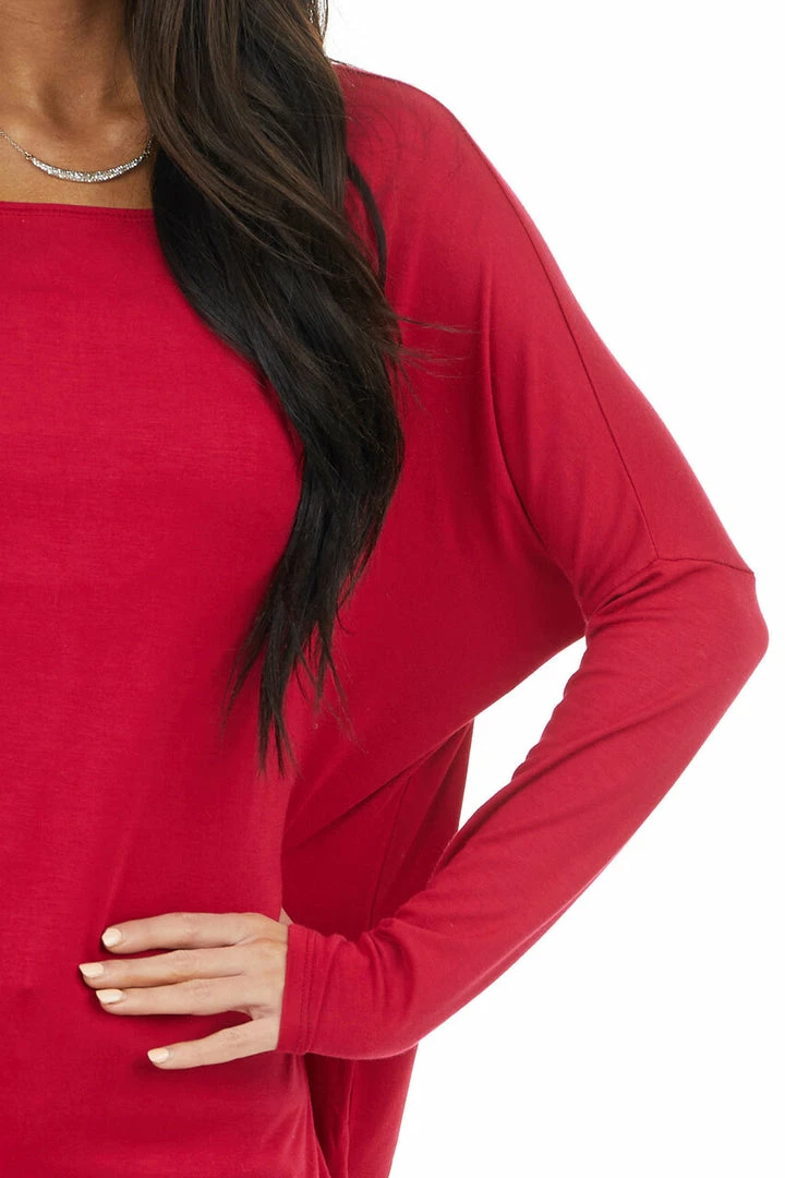 FSL APPAREL Ruby Long Sleeve Stretchy Knit Top With Boat Neckline Tops 10 FSL APPAREL Ruby Long Sleeve Stretchy Knit Top With Boat Neckline Tops