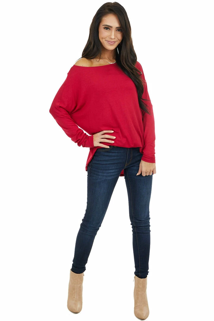 FSL APPAREL Ruby Long Sleeve Stretchy Knit Top With Boat Neckline Tops 7 FSL APPAREL Ruby Long Sleeve Stretchy Knit Top With Boat Neckline Tops