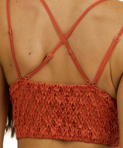 Anemone Accessories Rust Floral Lace Bralette With Criss Cross Straps 21 Anemone Accessories Rust Floral Lace Bralette With Criss Cross Straps