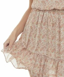 Sweet Lemon Dresses Rust Paisley Print Halter Neck Blouson Dress