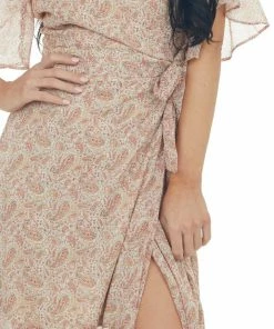 Sweet Lemon Rust Paisley Print Wrap Waist Tie Maxi Dress 18 Sweet Lemon Rust Paisley Print Wrap Waist Tie Maxi Dress