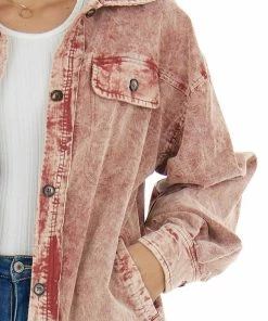 BiBi Tops Rust Washed Corduroy Oversized Shacket