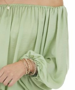 L Love Sage 3/4 Sleeve Flowy Peasant Blouse Tops