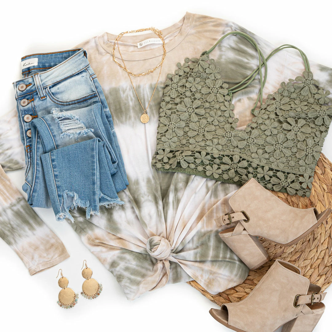 FSL APPAREL Sage And Oatmeal Tie Dye Soft Knit Top With Long Sleeves Tops 11 FSL APPAREL Sage And Oatmeal Tie Dye Soft Knit Top With Long Sleeves Tops