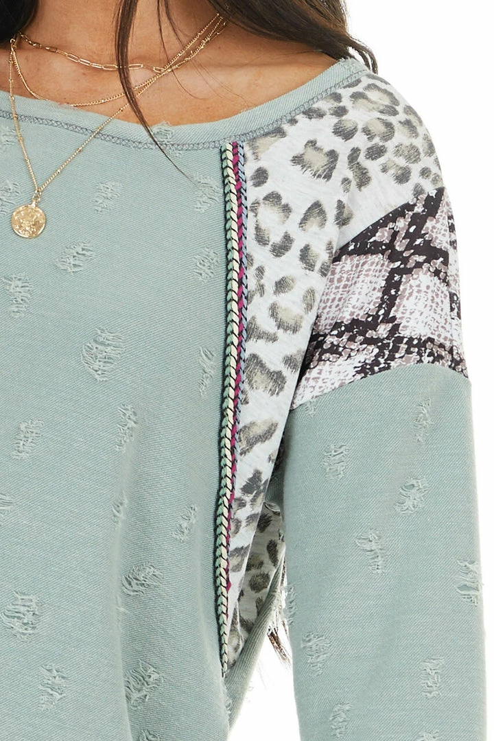 BiBi Sage Distressed Knit Top With Leopard And Snake Print 10 BiBi Sage Distressed Knit Top With Leopard And Snake Print