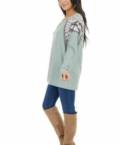 BiBi Sage Distressed Knit Top With Leopard And Snake Print 23 BiBi Sage Distressed Knit Top With Leopard And Snake Print