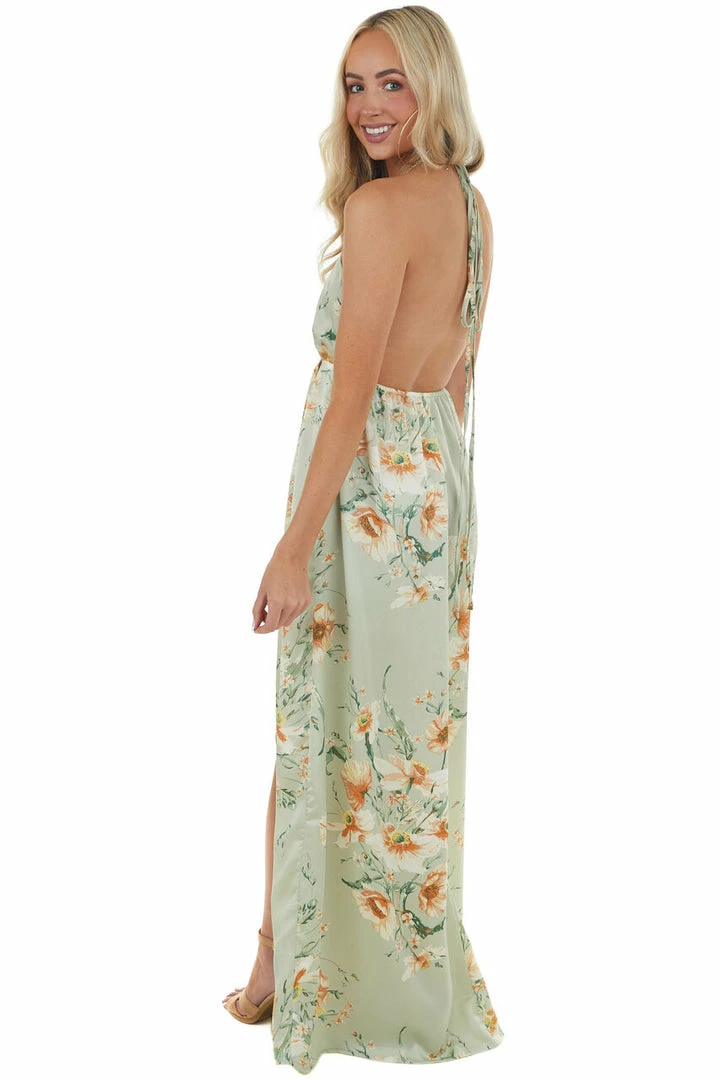 Sweet Lemon Dresses Sage Floral Print Plunging V Neck Maxi Dress With Open Back 7 Sweet Lemon Dresses Sage Floral Print Plunging V Neck Maxi Dress With Open Back