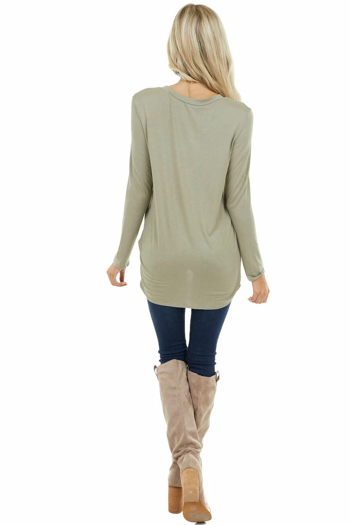 BOMBOM Sage Long Sleeve Knit Top With Side Hem Knot Detail 9 BOMBOM Sage Long Sleeve Knit Top With Side Hem Knot Detail