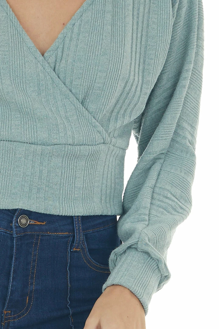 LE LIS Tops Sage Long Sleeve Surplice Cropped Ribbed Top 10 LE LIS Tops Sage Long Sleeve Surplice Cropped Ribbed Top