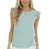 Staccato Tops Sage Ruffle Cap Sleeve Ribbed Knit Top 2 Staccato Tops Sage Ruffle Cap Sleeve Ribbed Knit Top