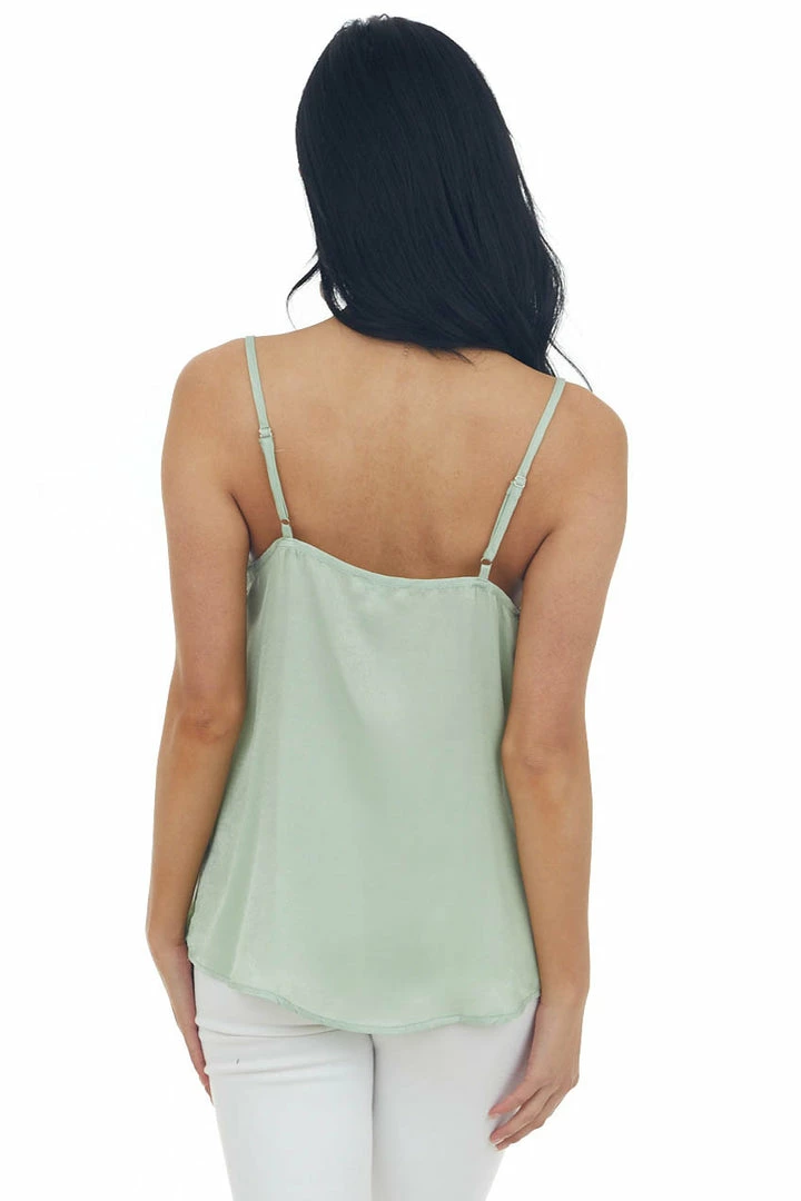 Umgee Sage Sheen Draped Neck Adjustable Strap Cami Tops 7 Umgee Sage Sheen Draped Neck Adjustable Strap Cami Tops