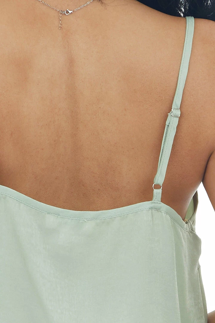 Umgee Sage Sheen Draped Neck Adjustable Strap Cami Tops 8 Umgee Sage Sheen Draped Neck Adjustable Strap Cami Tops