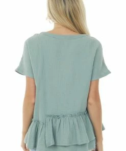 Wishlist Sage Textured Woven Top With Asymmetrical Layered Peplum Tops 12 Wishlist Sage Textured Woven Top With Asymmetrical Layered Peplum Tops