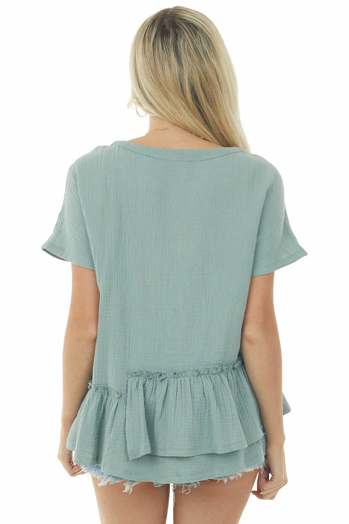 Wishlist Sage Textured Woven Top With Asymmetrical Layered Peplum Tops 7 Wishlist Sage Textured Woven Top With Asymmetrical Layered Peplum Tops