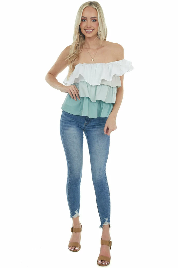 Eesome Tops Sage Tiered One Shoulder Ruffle Top 6 Eesome Tops Sage Tiered One Shoulder Ruffle Top